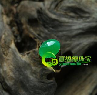 緬甸老坑冰種天然陽(yáng)綠翡翠A貨玉蛋面-戒面-裸石-戒指