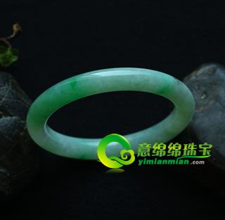 緬甸老坑糯種天然綠翡翠A貨玉手鐲52.6內(nèi)徑