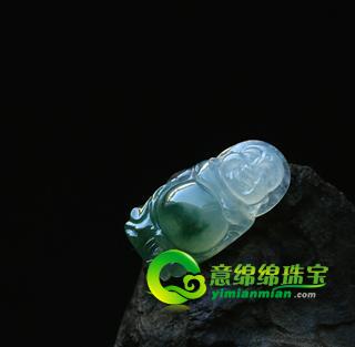 老坑冰種飄花翡翠A貨玉站彌勒佛吊墜（特惠）