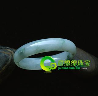 糯冰種飄藍(lán)花翡翠A貨貴妃玉手鐲52.5（特惠）