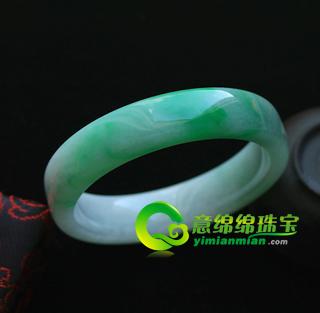 緬甸老坑糯冰種天然綠翡翠A貨玉手鐲57.5（方條）