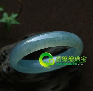 老坑寒冰種熒光飄花A貨翡翠玉手鐲-寬版厚裝58 