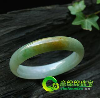 老坑黃加綠翡翠玉手鐲58-霞光玉彩
