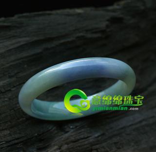 天然翡翠A貨老坑糯種紫羅蘭翡翠玉手鐲58.6