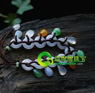 老坑冰種七彩翡翠A貨玉葫蘆手鏈腳鏈（特惠）