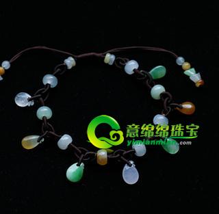老坑冰種七彩翡翠A貨玉葫蘆手鏈-花樣年華（特惠）