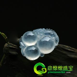 緬甸老坑玻璃種天然翡翠A貨玉福祿壽掛件