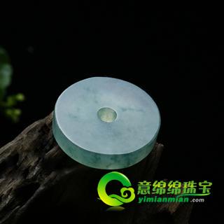 緬甸老坑冰種飄花天然翡翠A貨玉平安扣掛件1