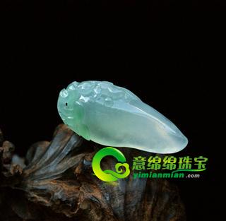 老坑冰種綠翡翠福瓜掛件-福祿壽