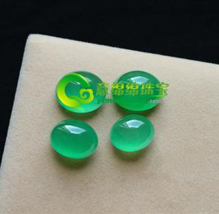 緬甸老坑玻璃種天然滿(mǎn)綠翡翠A貨玉蛋面-戒面-裸石-戒指