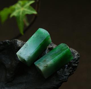老坑糯種天然滿(mǎn)綠翡翠A貨玉印章情侶對(duì)佩（特惠）