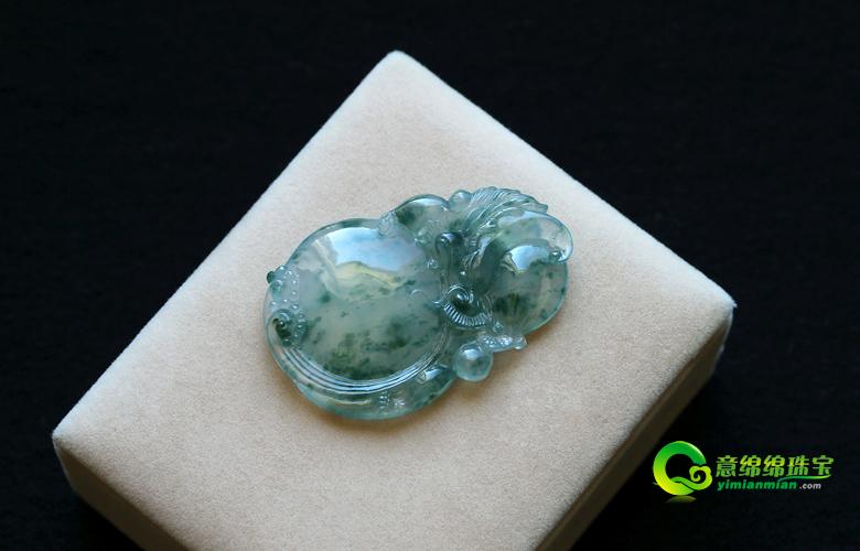 緬甸老坑玻璃種飄花天然翡翠A貨玉龍掛件-有求必應(yīng)