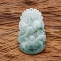 玉兔奔月緬甸天然翡翠生肖兔子掛件