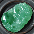 望子成龍緬甸油青種翡翠龍牌掛件