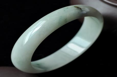 特流雪飛花緬甸糯種翡翠圓形玉手鐲59.5mm