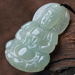 天然緬甸老坑翡翠天然A貨冰糯種玉觀音掛件
