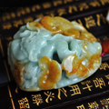 祥龍瑞氣緬甸老坑糯種翡翠帶黃玉龍手玩