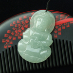 婉約秀美天然老坑冰種翡翠觀世音掛件