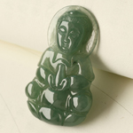 天然緬甸糯種翡翠老坑A貨觀音掛件