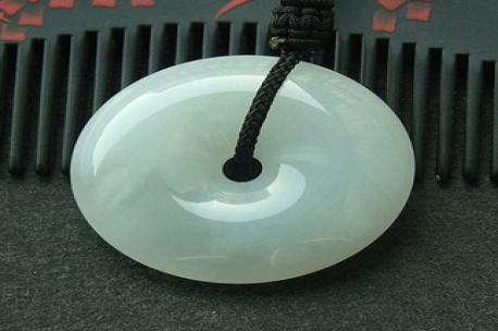 天然A貨冰糯種飽滿(mǎn)翡翠平安扣掛件 懷古吊墜