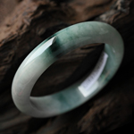 煙塵滾滾緬甸天然A貨冰糯種飄花翡翠手鐲 內(nèi)徑53mm