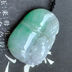 濃妝半面緬甸天然翡翠冰糯種玉竹節(jié)掛件 A貨翡翠竹節(jié)吊墜