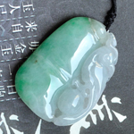 璀然貞雅緬甸天然冰糯種翡翠A貨玉竹葉掛件