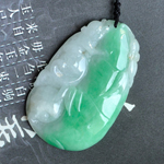 西廂半片緬甸天然翡翠冰糯種A貨玉竹葉掛件