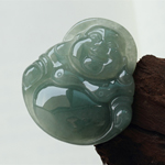 慈悲天下緬甸老坑天然油青種翡翠佛公掛件