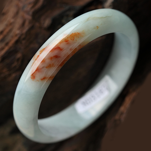 艷美絕俗天然A貨緬甸翡翠糯種飄紅翡手鐲 內(nèi)徑57mm